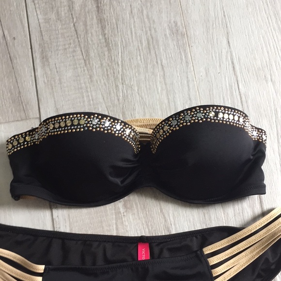 Victoria Secret black/gold rhinestone biki… - Picture 4 of 5